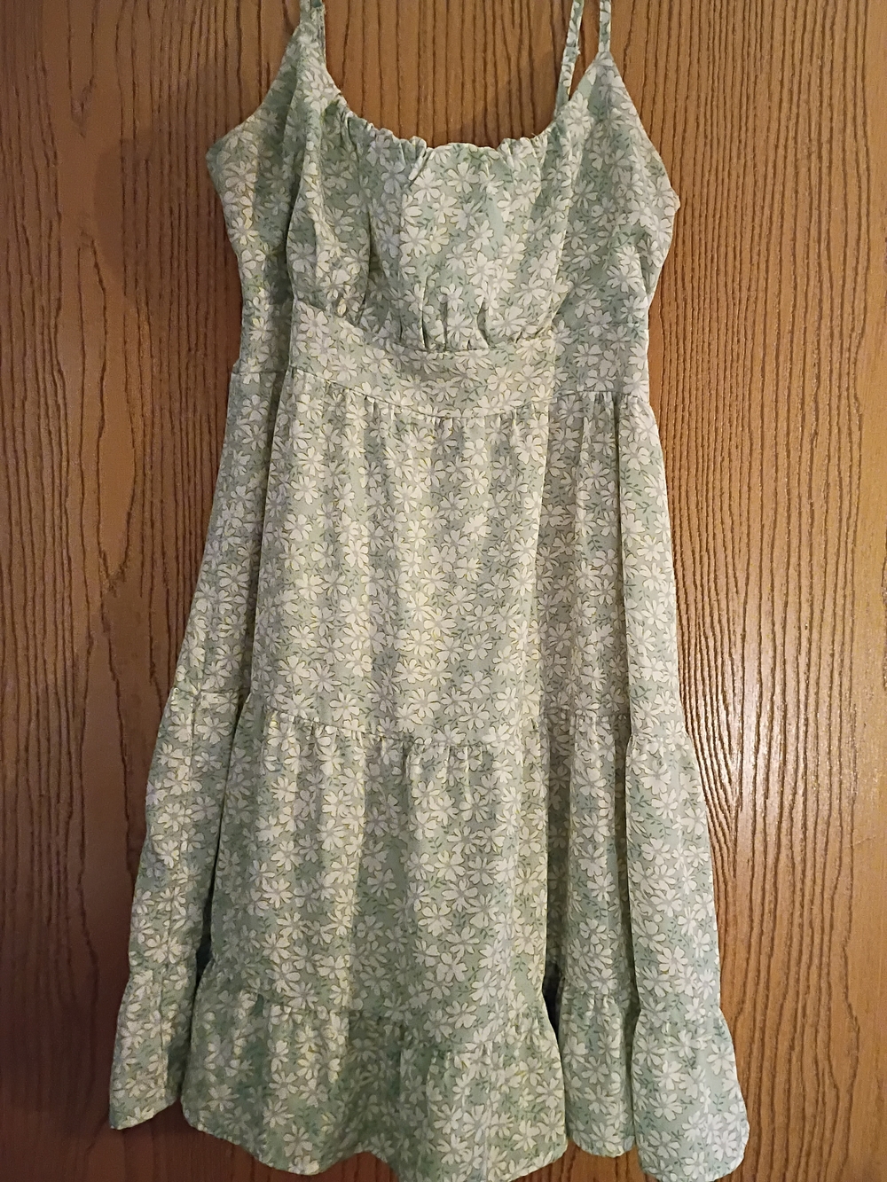 Green Floral Spaghetti‑Strap Sundress